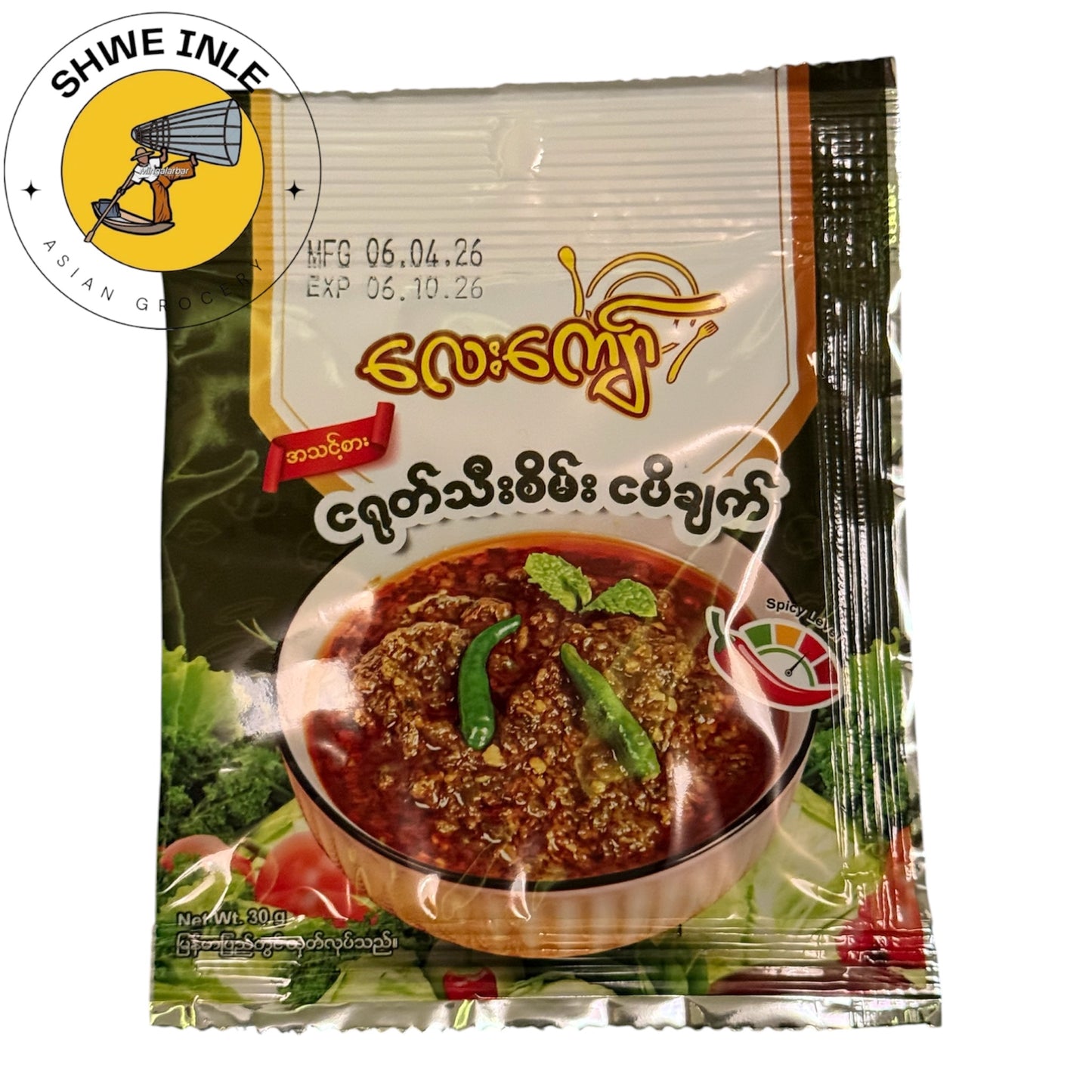 လေးကျော် ငရုတ်သီးစိမ်း ငပိချက် 30g
