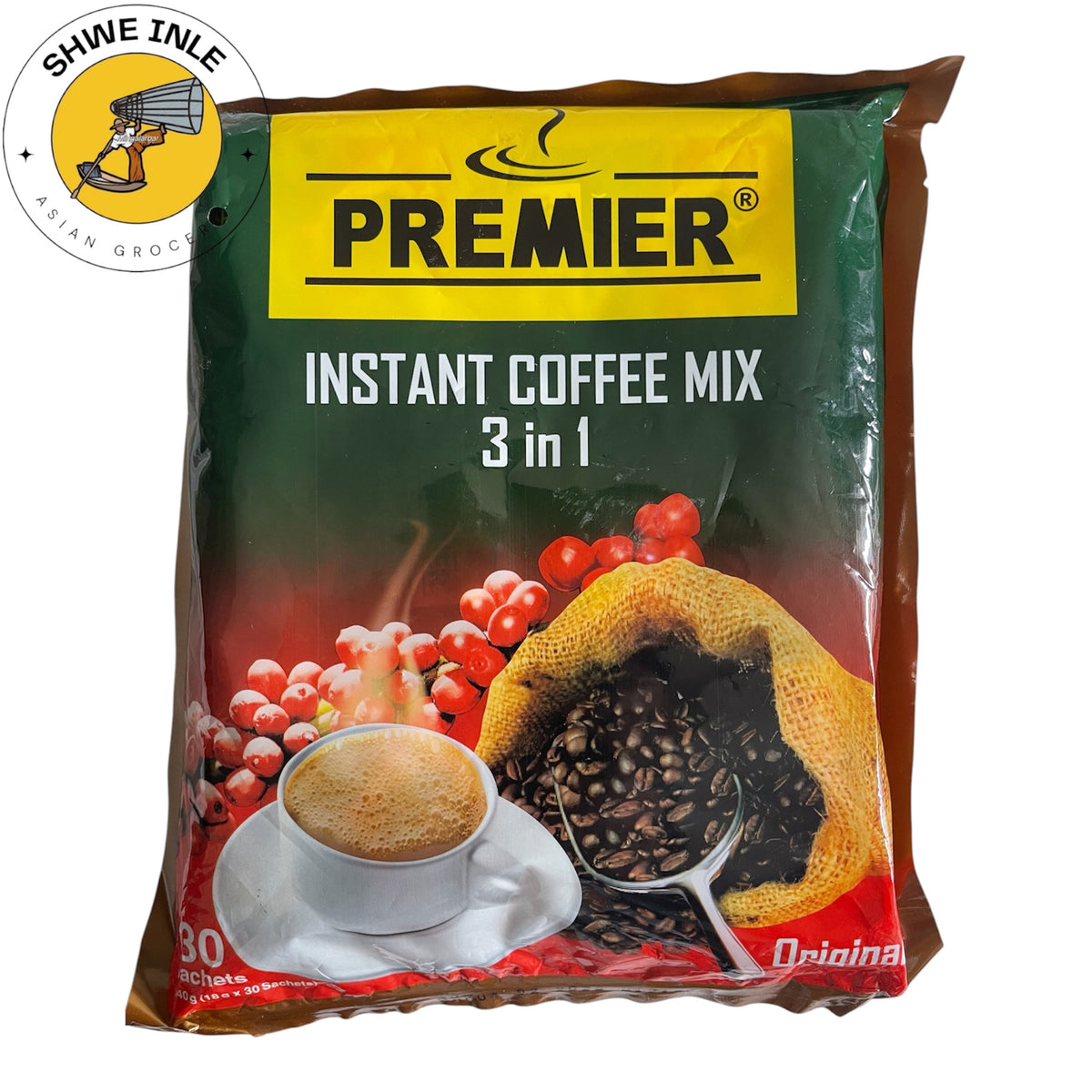 Premier coffee mix - ပရီမီယာ 3 in 1 ကော်ဖီ အထုတ် ၃၀ပါ အထုတ်ကြီး